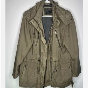 NWT LEVI'S Parachute Cotton Hooded Utility Jacket Army Green Khaki FishTail
